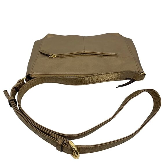 TIGNANELLO Metallic Gold/Bronze Leather Buckle Strap Shoulder Crossbody Bag EUC - Picture 12 of 12